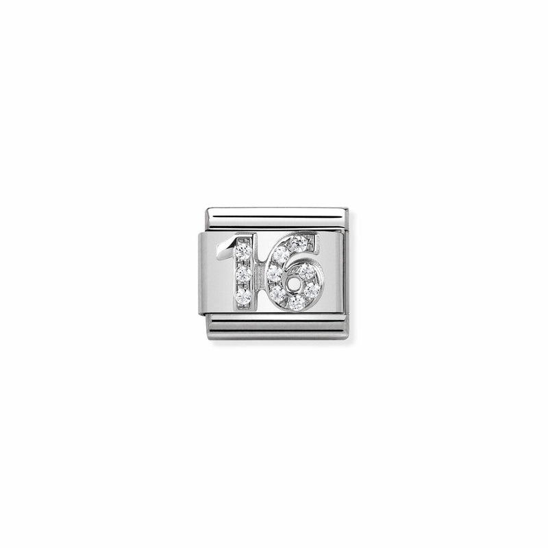 Nomination Composable Link Number 16, Cubic Zirconia, Silver