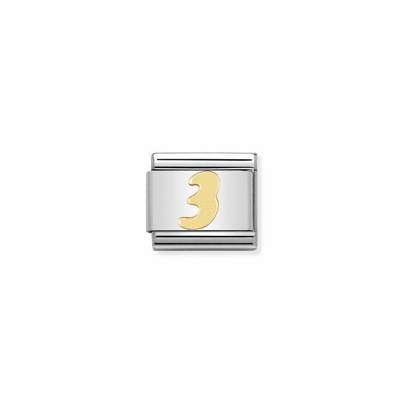 Nomination Composable Link Number 3, 18K Gold