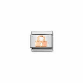 Nomination Composable Link Padlock, 9K Rose Gold