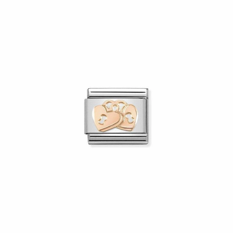 Nomination Composable Link Padlock Hearts, 9K Rose Gold