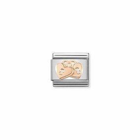 Nomination Composable Link Padlock Hearts, 9K Rose Gold