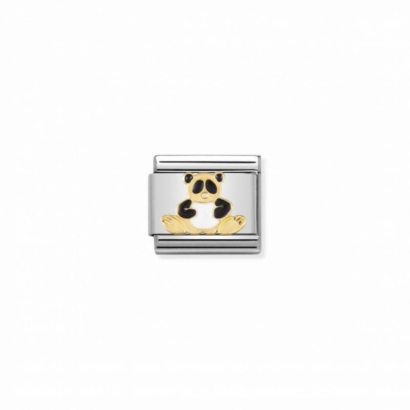 Nomination Composable Link Panda, 18K Gold & Enamel