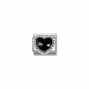 Nomination Composable Link Pastel Black Heart, Silver & Enamel