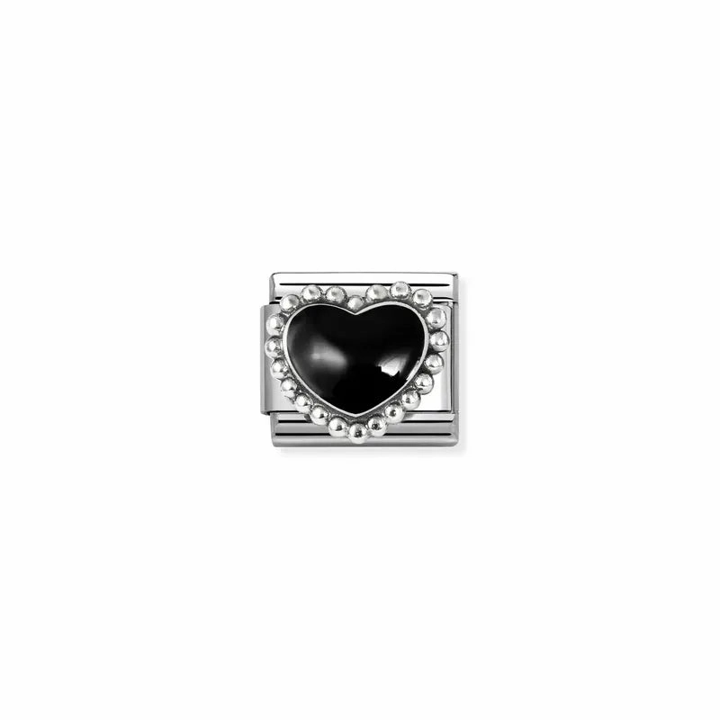 Nomination Composable Link Pastel Black Heart, Silver & Enamel