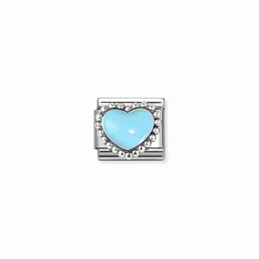 Nomination Composable Link Pastel Blue Heart, Silver & Enamel