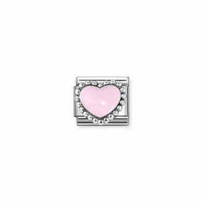 Nomination Composable Link Pastel Pink Heart, Silver & Enamel