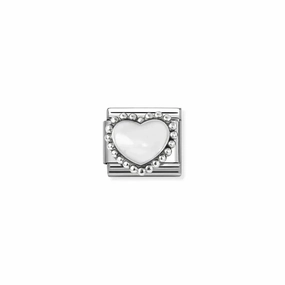 Nomination Composable Link Pastel White Heart, Silver & Enamel