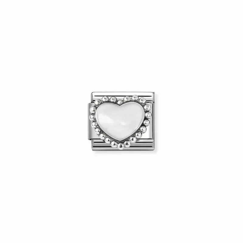 Nomination Composable Link Pastel White Heart, Silver & Enamel