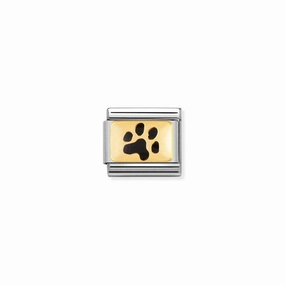 Nomination Composable Link Pawprint, 18K Gold & Enamel