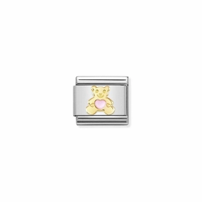 Nomination Composable Link Pink Bear, 18K Gold & Enamel