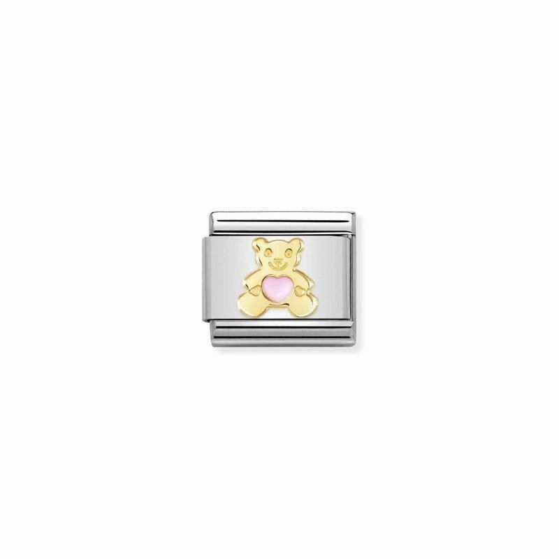 Nomination Composable Link Pink Bear, 18K Gold & Enamel