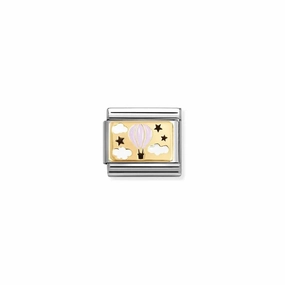 Nomination Composable Link Pink Hot Air Balloon, 18K Gold & Enamel