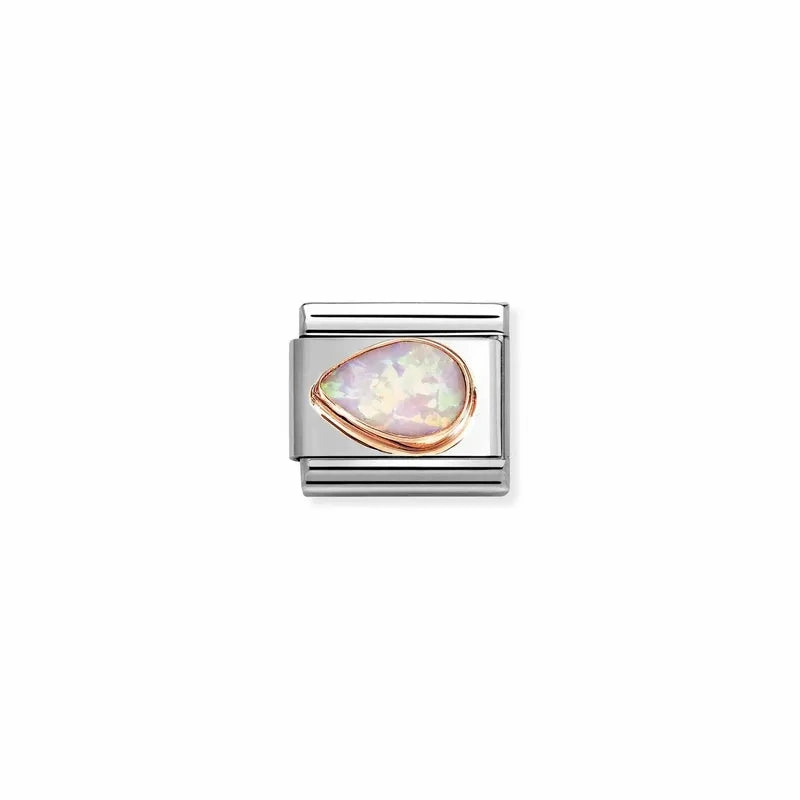 Nomination Composable Link Pink Opal Drop Left, 9K Rose Gold