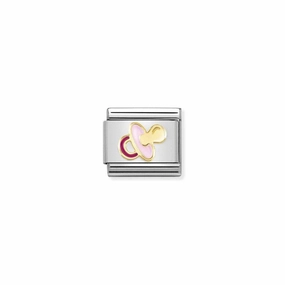Nomination Composable Link Pink Pacifier, 18K Gold & Enamel