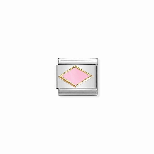 Nomination Composable Link Pink Rhombus, 18K Gold & Enamel