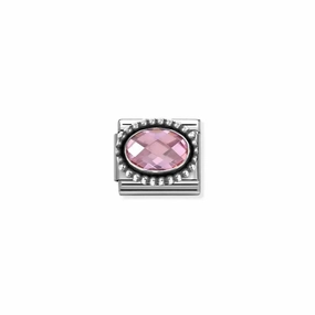 Nomination Composable Link Pink Vintage Effect Stone, Silver