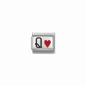 Nomination Composable Link Queen Of Hearts, Silver & Enamel