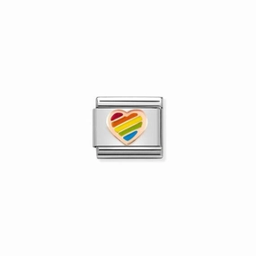 Nomination Composable Link Rainbow, 9K Rose Gold & Enamel