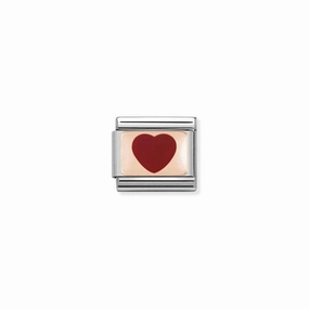 Nomination Composable Link Red Heart, 9K Rose Gold & Enamel