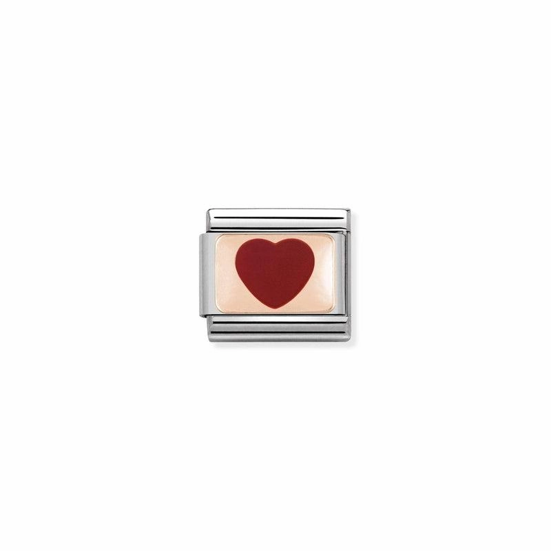 Nomination Composable Link Red Heart, 9K Rose Gold & Enamel