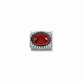 Nomination Composable Link Red Vintage Effect Stone, Silver