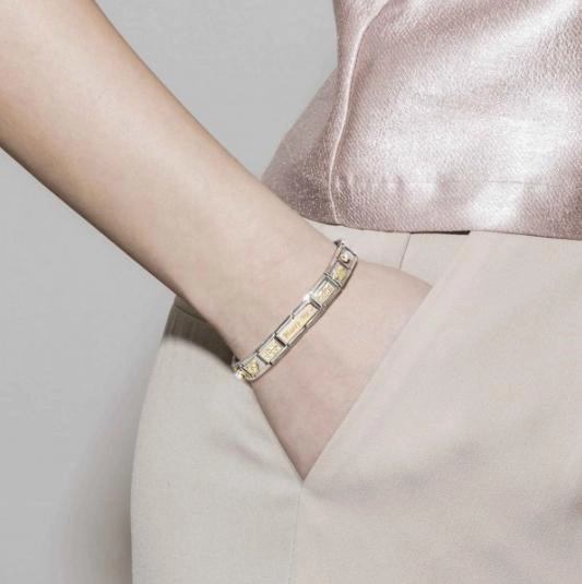 Nomination Composable Link Rhombus, Etched, 18K Gold