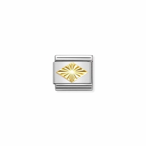Nomination Composable Link Rhombus, Etched, 18K Gold