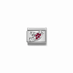 Nomination Composable Link Robin, Cubic Zirconia, Silver