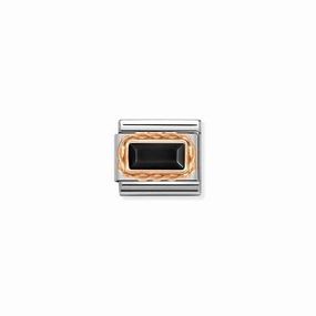 Nomination Composable Link Rope, Black Agate Stone, 9K Rose Gold