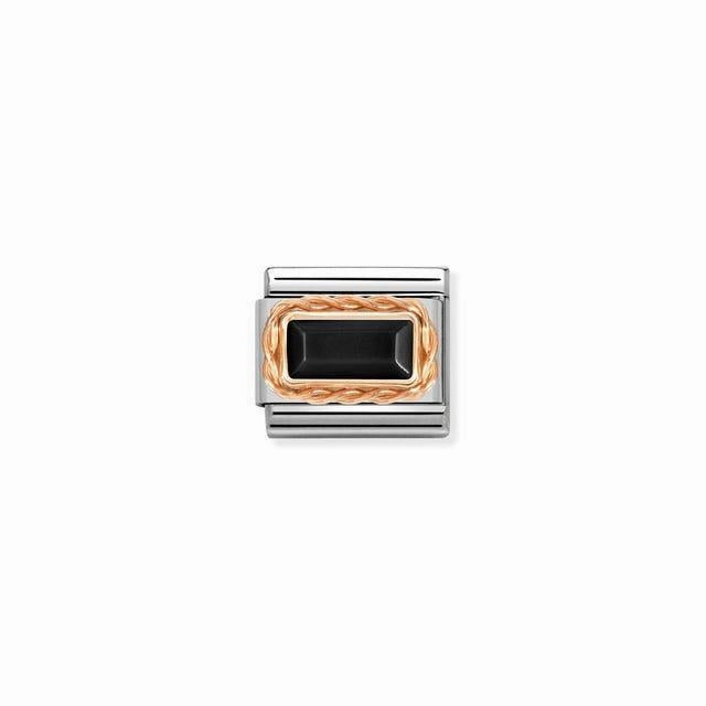 Nomination Composable Link Rope, Black Agate Stone, 9K Rose Gold