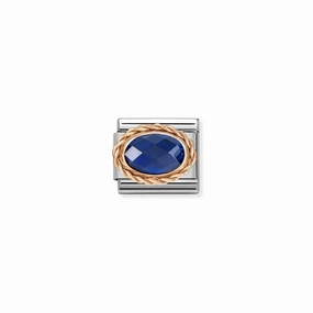 Nomination Composable Link Rope, Faceted Blue Cubic Zirconia, 9K Rose Gold