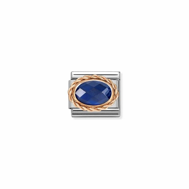Nomination Composable Link Rope, Faceted Blue Cubic Zirconia, 9K Rose Gold