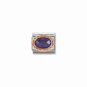 Nomination Composable Link Rope, Faceted Purple Cubic Zirconia, 9K Rose Gold