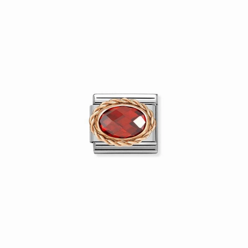 Nomination Composable Link Rope, Faceted Red Cubic Zirconia, 9K Rose Gold