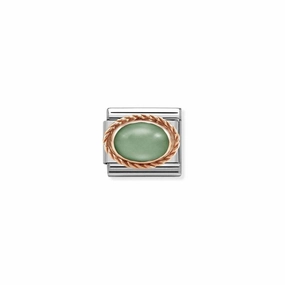 Nomination Composable Link Rope, Green Aventurine Stone, 9K Rose Gold