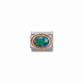 Nomination Composable Link Rope, Green Opal Stone, 9K Rose Gold