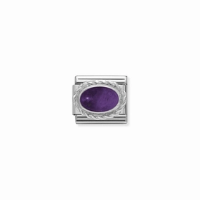 Nomination Composable Link Rope, Oval Amethyst Stone, Silver