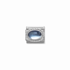 Nomination Composable Link Rope, Oval Blue Topaz Stone, Silver