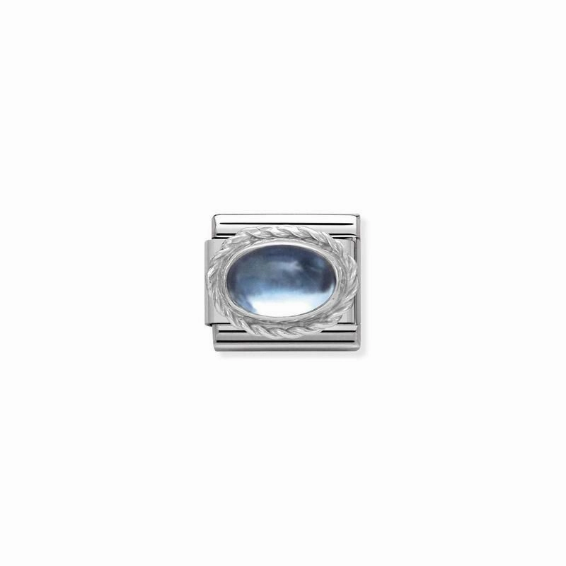 Nomination Composable Link Rope, Oval Blue Topaz Stone, Silver