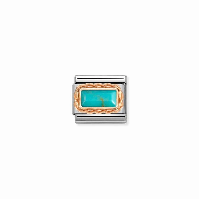 Nomination Composable Link Rope, Turquoise Stone, 9K Rose Gold