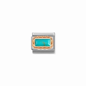 Nomination Composable Link Rope, Turquoise Stone, 9K Rose Gold