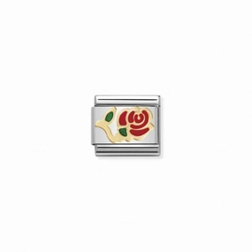 Nomination Composable Link Rose, 18K Gold & Enamel