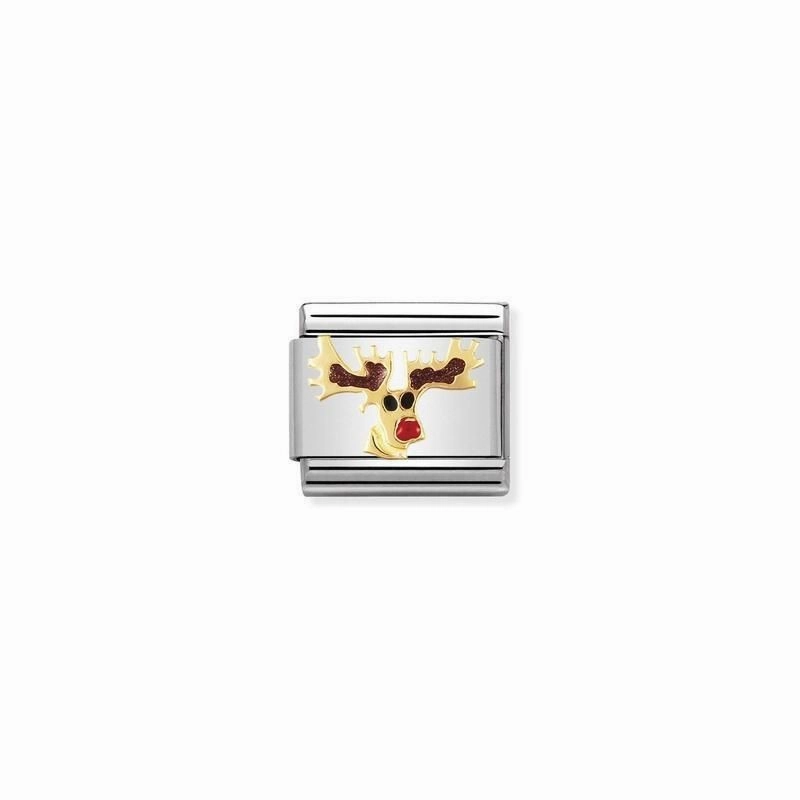 Nomination Composable Link Rudolph, 18K Gold & Enamel