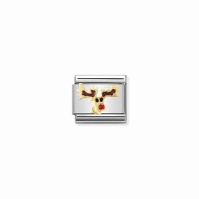 Nomination Composable Link Rudolph, 18K Gold & Enamel