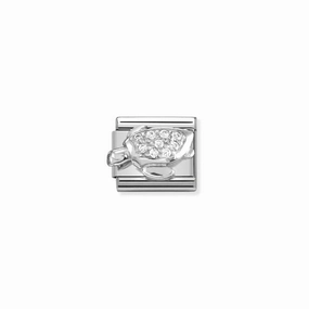 Nomination Composable Link Sea Turtle, Cubic Zirconia, Silver