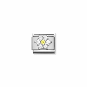 Nomination Composable Link Silver Flower, Cubic Zirconia, Silver