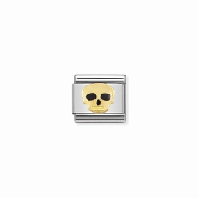 Nomination Composable Link Skull, 18K Gold & Enamel