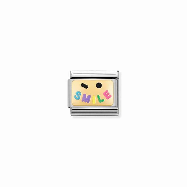 Nomination Composable Link Smile, 18K Gold & Enamel