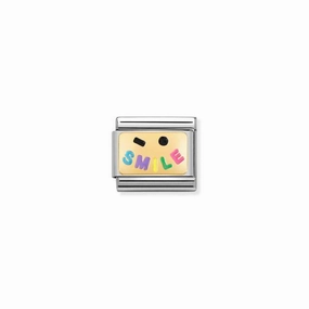 Nomination Composable Link Smile, 18K Gold & Enamel