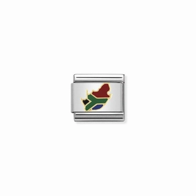 Nomination Composable Link South Africa Map, 18K Gold & Enamel